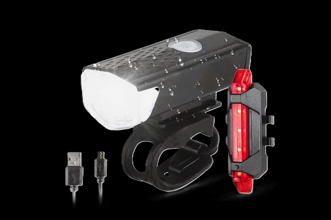 LED Bike Lights Set Front and Back Waterproof, Black, Universal, Rechargeable