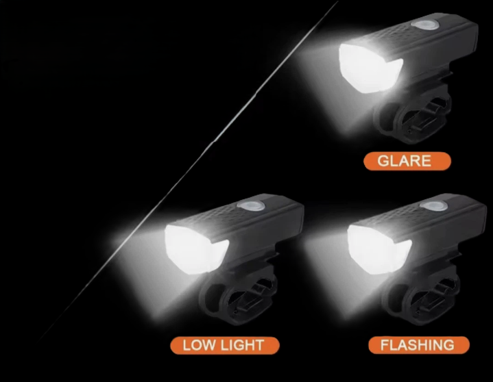 LED Bike Lights Set Front and Back Waterproof, Black, Universal, Rechargeable