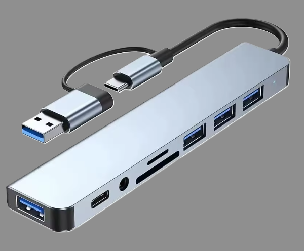 8 In 2 USB HUB With Splitter Card Reader, USB C Port, USB 3.0 / 2.0, SD/TF Splitter Card Reader, Docking Station